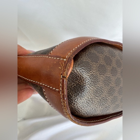 Vintage  Celine Macadam Bucket Shoulder Crossbody Bag Coated Canvas - Picture 10 of 17